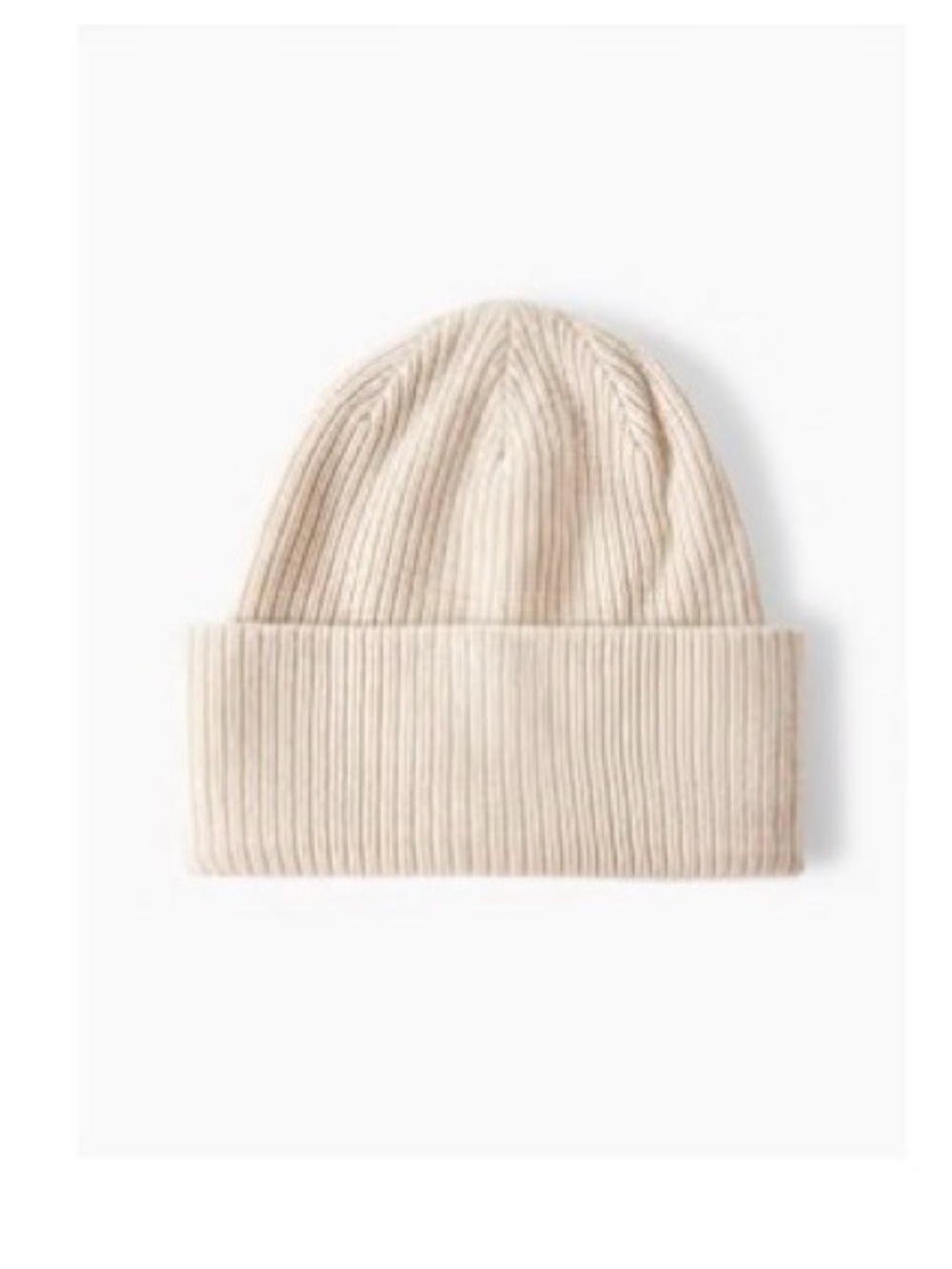 Aritzia x Sunday Best Ribbed Fold-Over Beanie in Light Beige